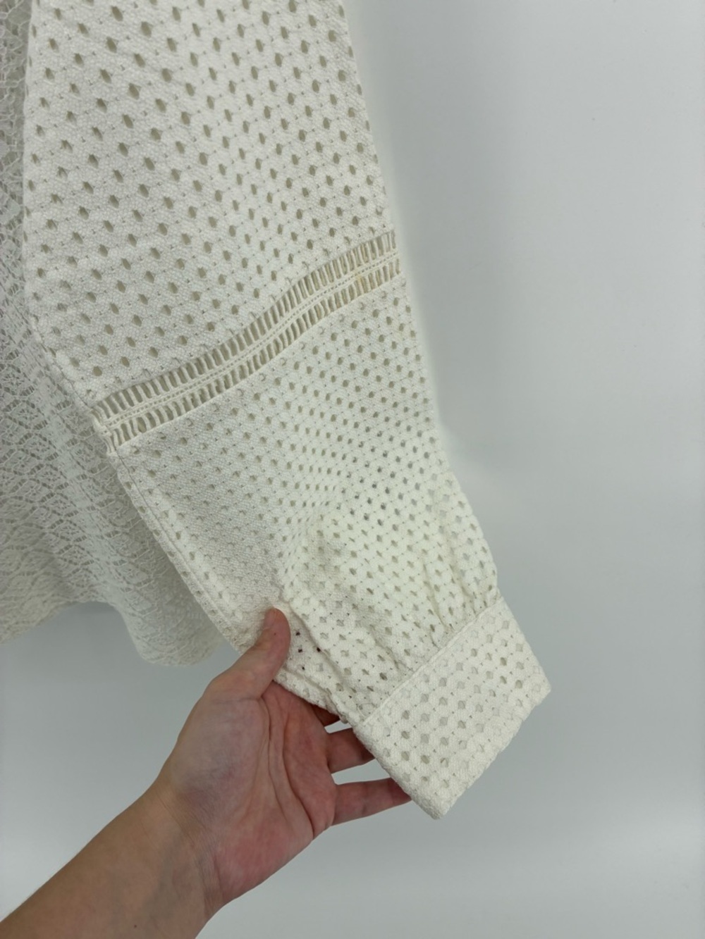 Lace Knit Long-Sleeve Top - White - Picture 5 of 10